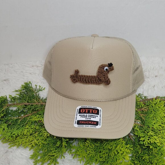 Hand Crafted Accessories - Handmade Adorable Crochet  Dachshund Dog Trucker Hat New